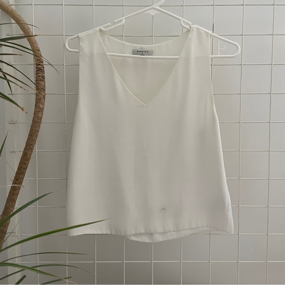 Aritzia Babaton white tank blouse